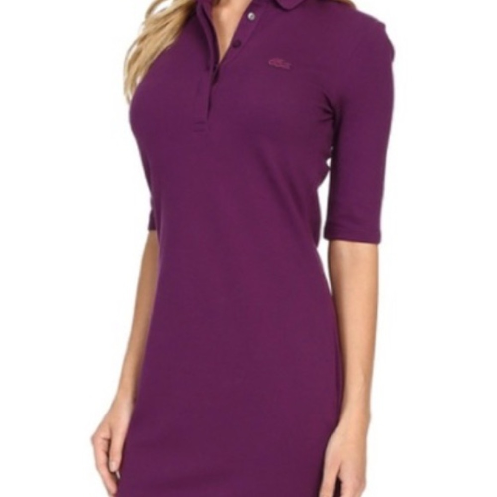 Lacoste Purple Polo Shirt  Dress with Half Length Sleeves